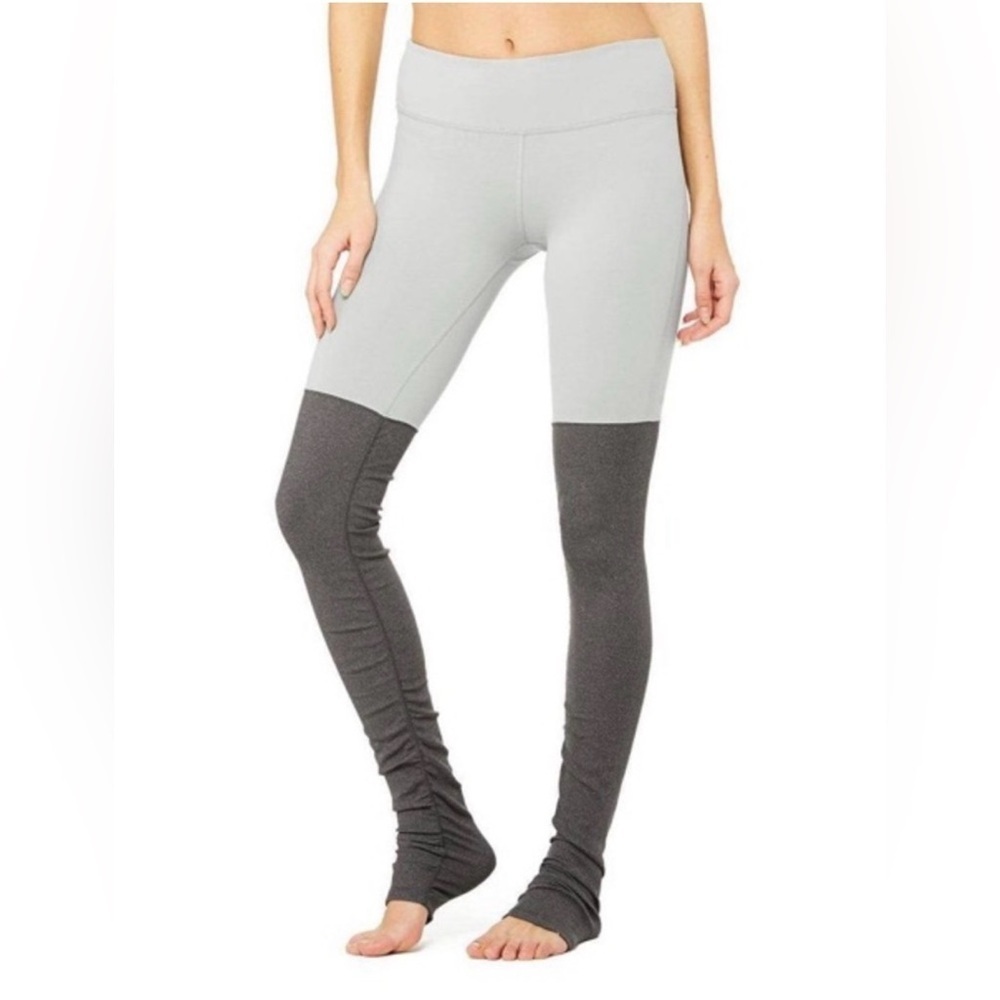 ALO Yoga Women’s High-Waisted Goddess Leggings in Sky Blue & Heather Gray S